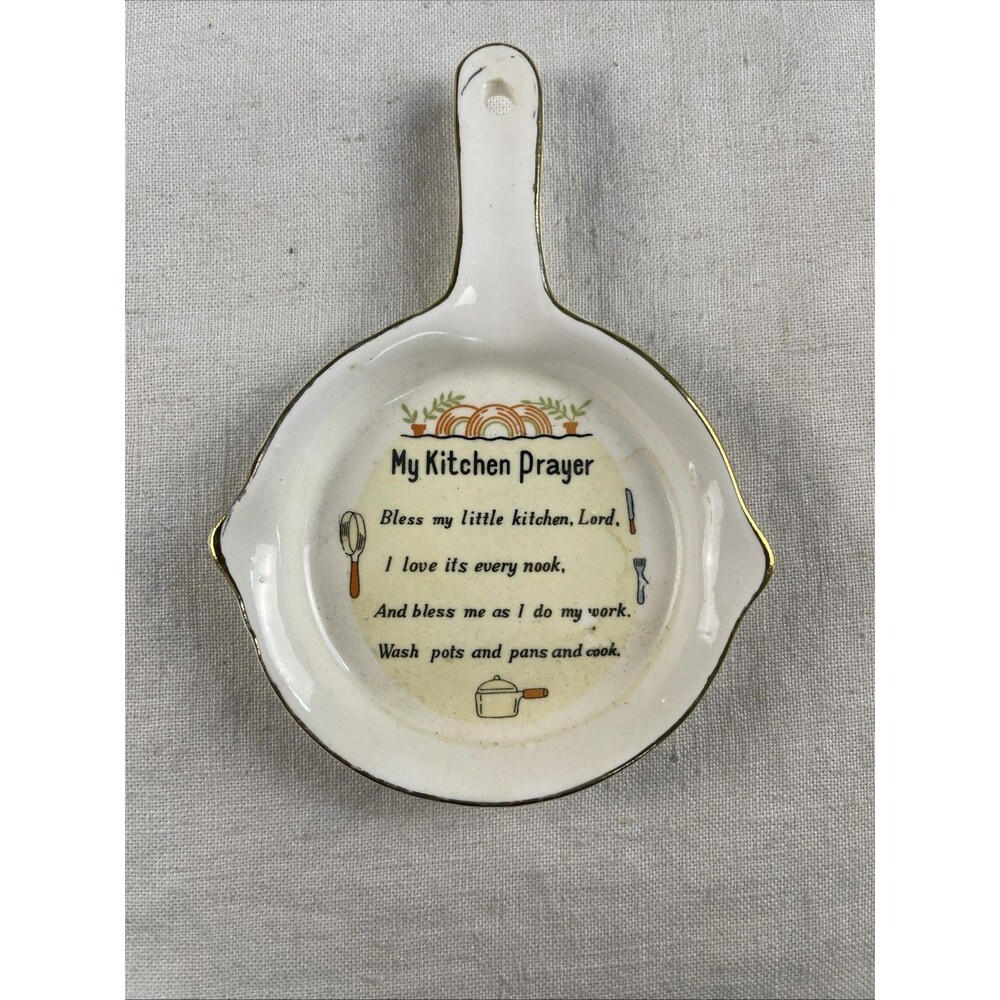 Vintage My Kitchen prayer ceramic wall hanging spoon rest 1950’s MCM Kitschy